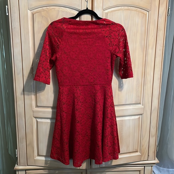 Junior/Ladies Small, Red Lace, A-line Dress. - Picture 3 of 3